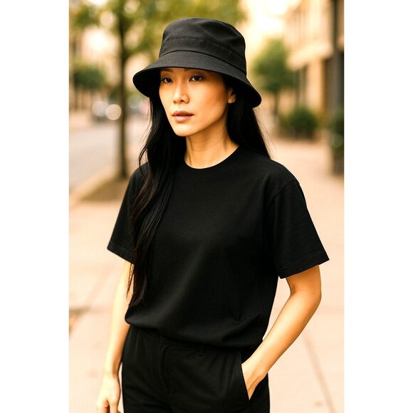 Reversible Black Floral & Solid Bucket Hat For Unisex Lightweight - Picture 5 of 14